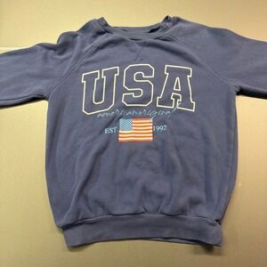 Zoe + Liv USA American Original Flag Graphic Sweatshirt Navy Blue Small Pullover